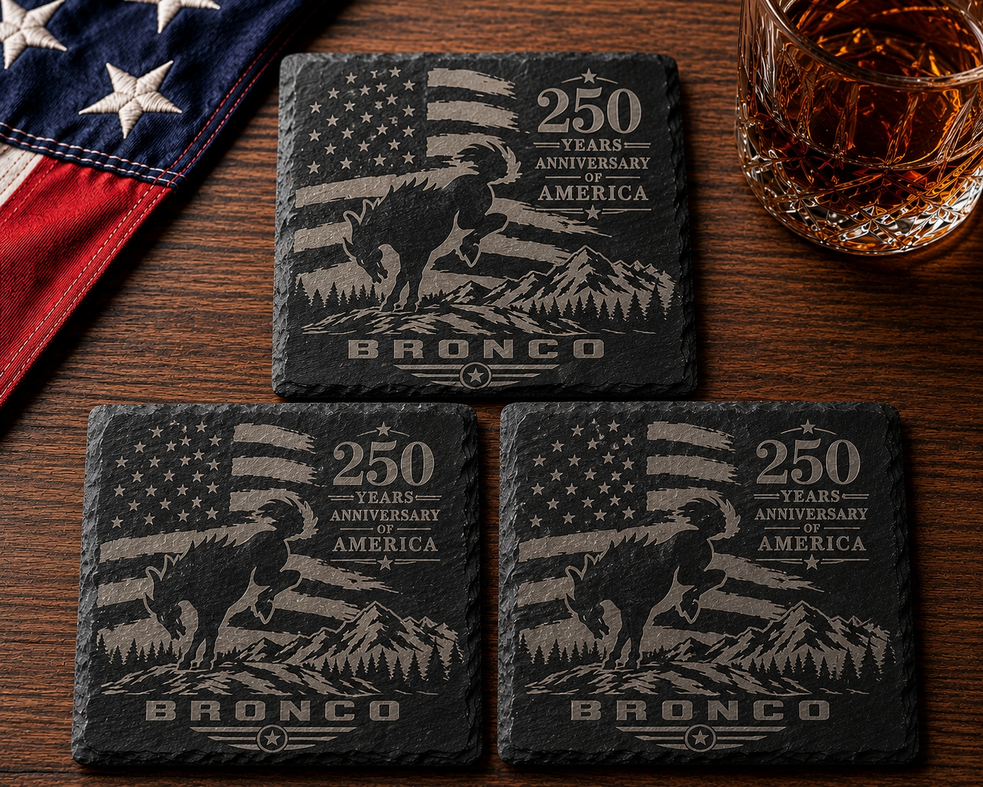 Bronco 250th Anniversary America Slate Coaster – Limited Edition